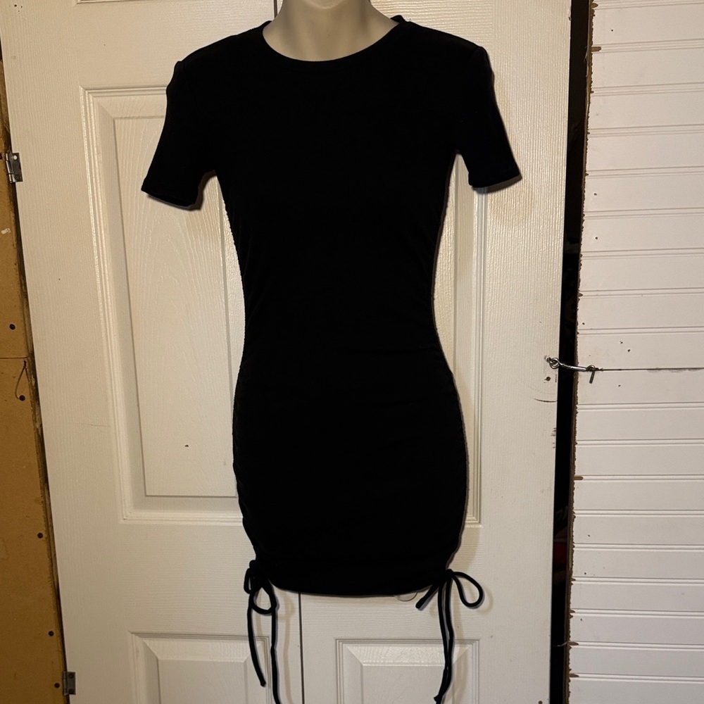 Zara Black Mini Dress with Ruched Detail